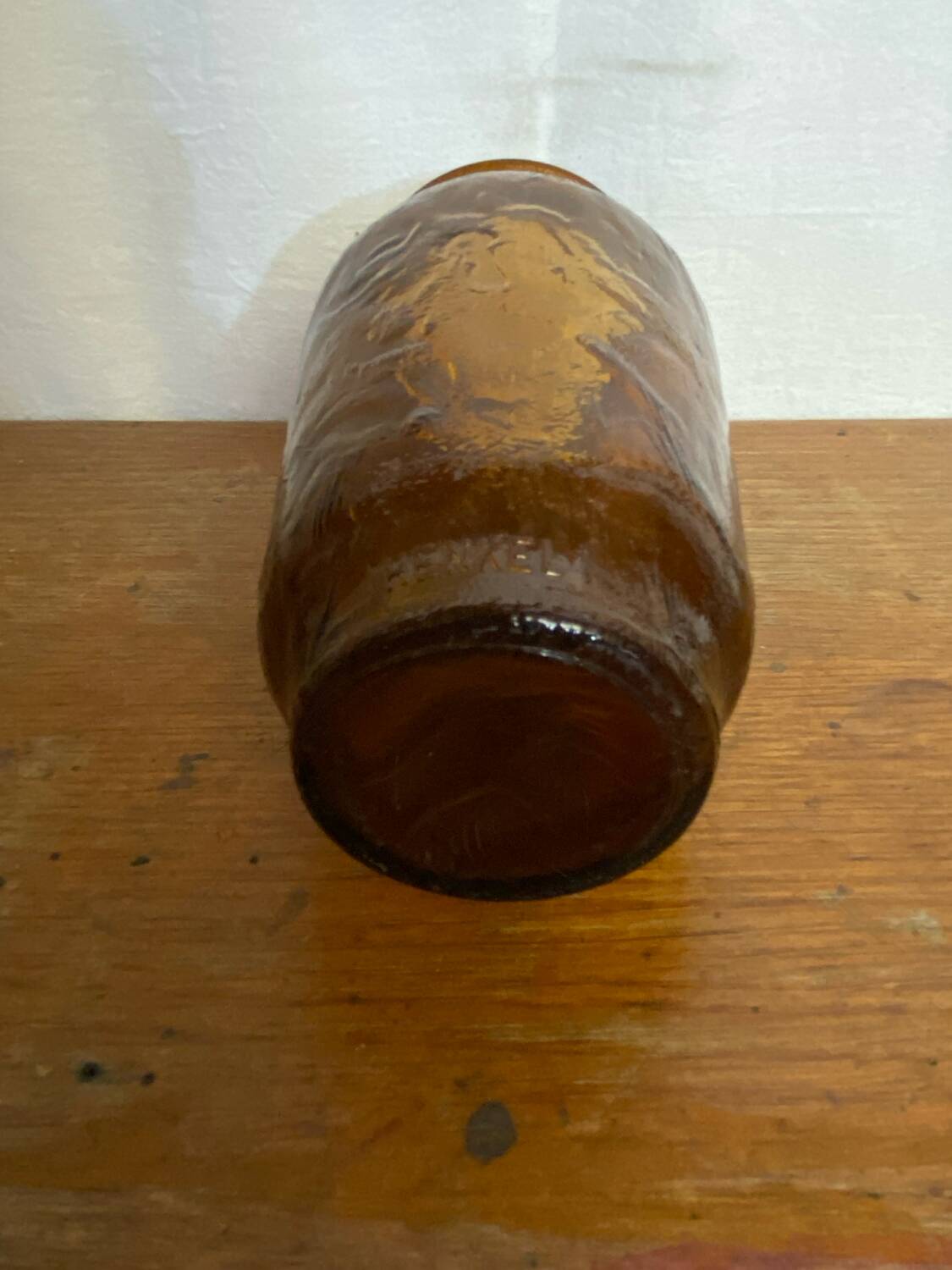 Vintage henkel amber molded glass vase, 1960s, germany