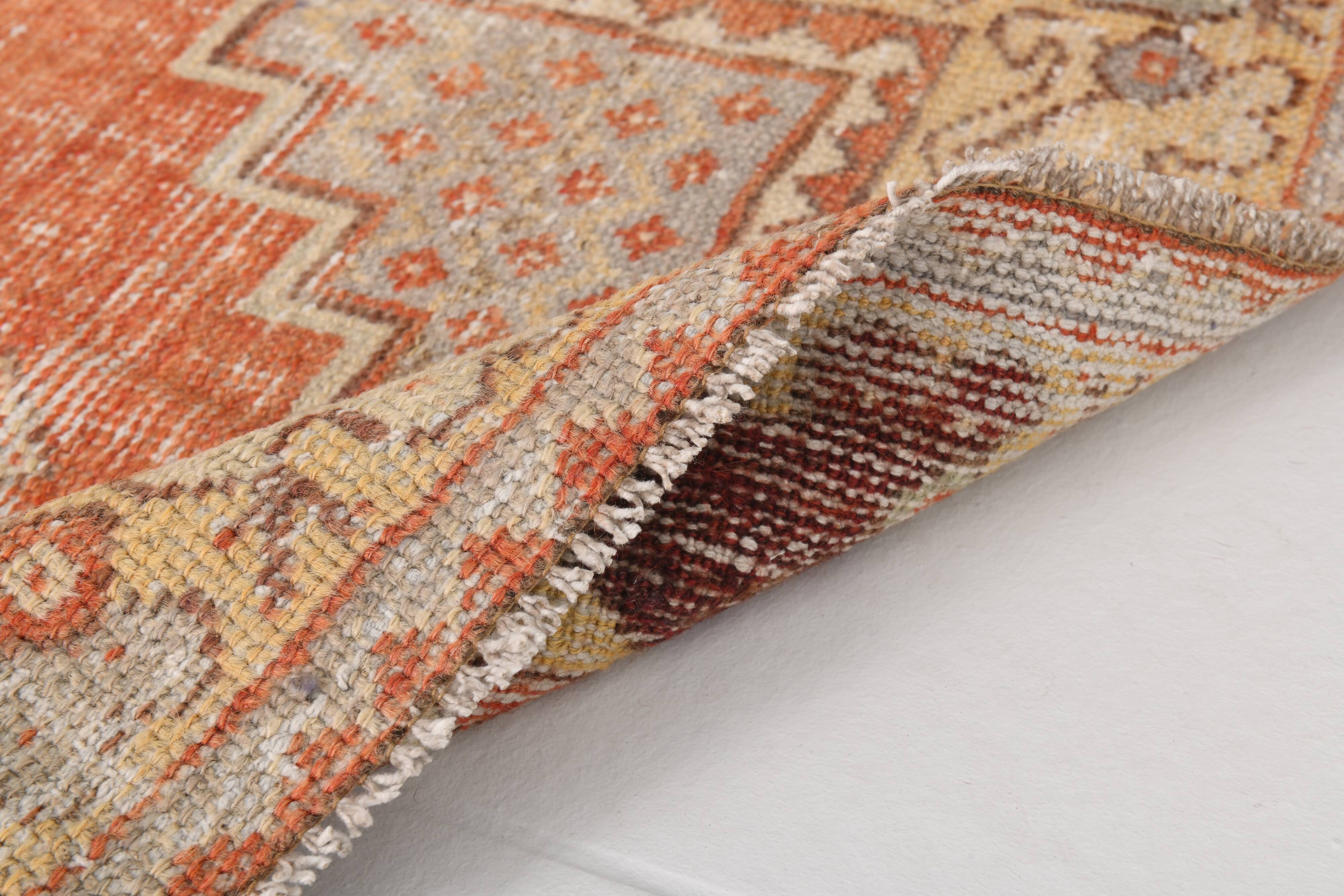 Red & Cream Vintage Persian Runner Rug, 86x265Cm