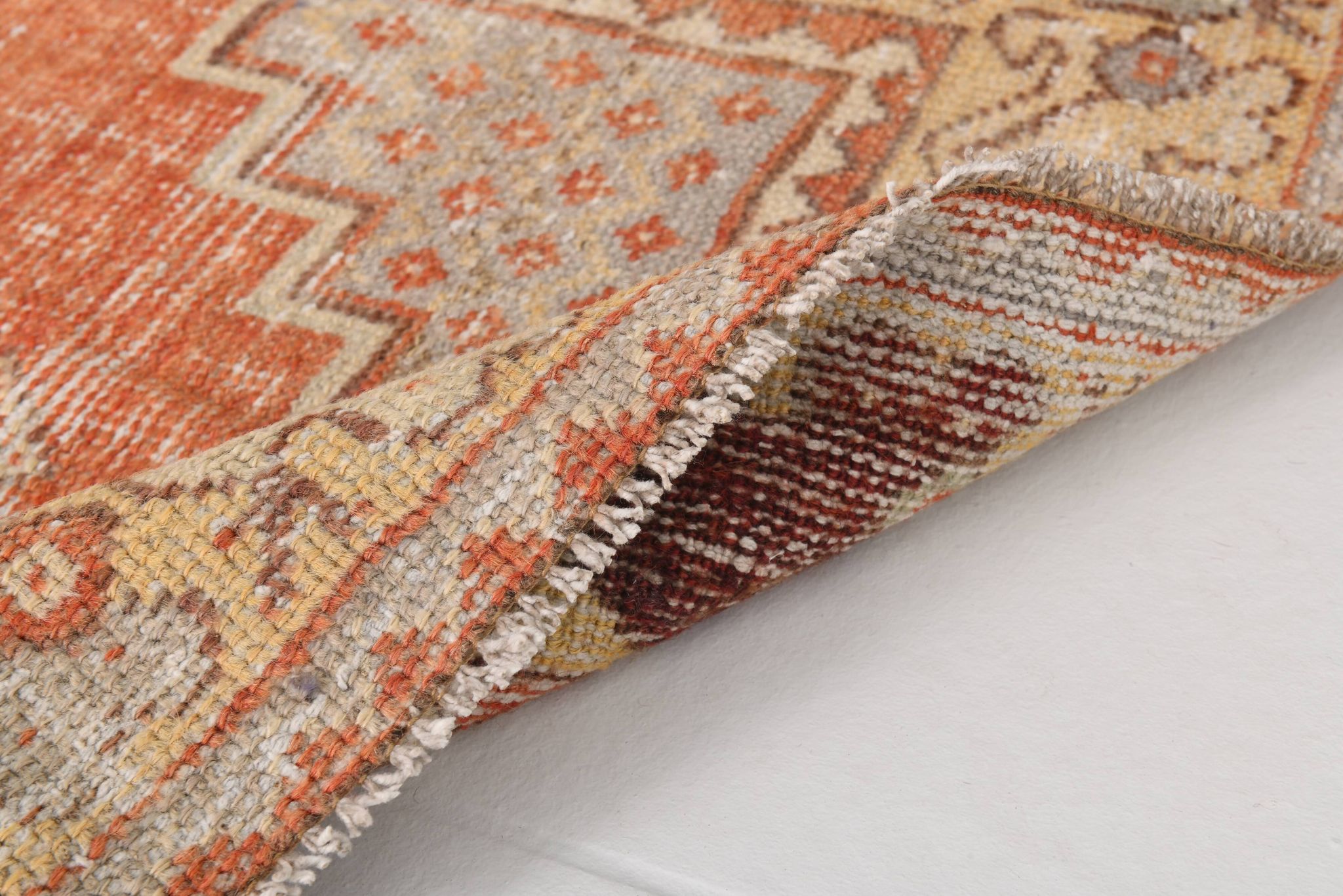 Red & Cream Vintage Persian Runner Rug, 86x265Cm