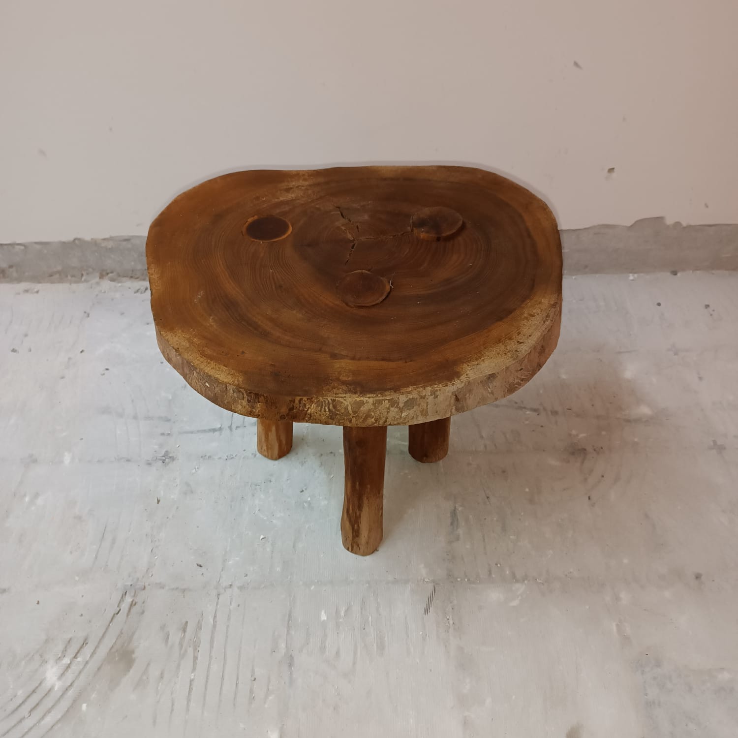 Brutalist solid wood stool