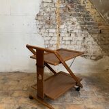 1960s Midcentury Modern Wooden Folding Serving Cart