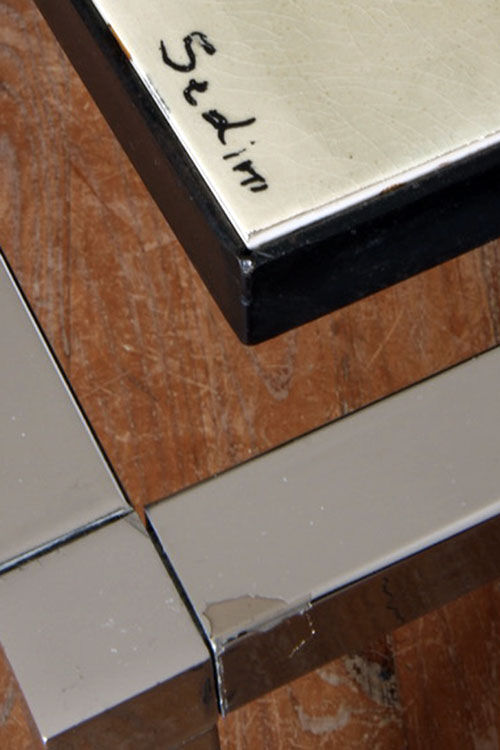 Sedim ceramic chromed vintage coffee table.
