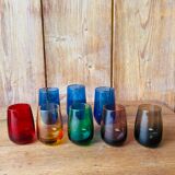 Ensemble de verres à liqueurs colorés années 70