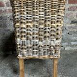 Chairs in wood and woven rattan