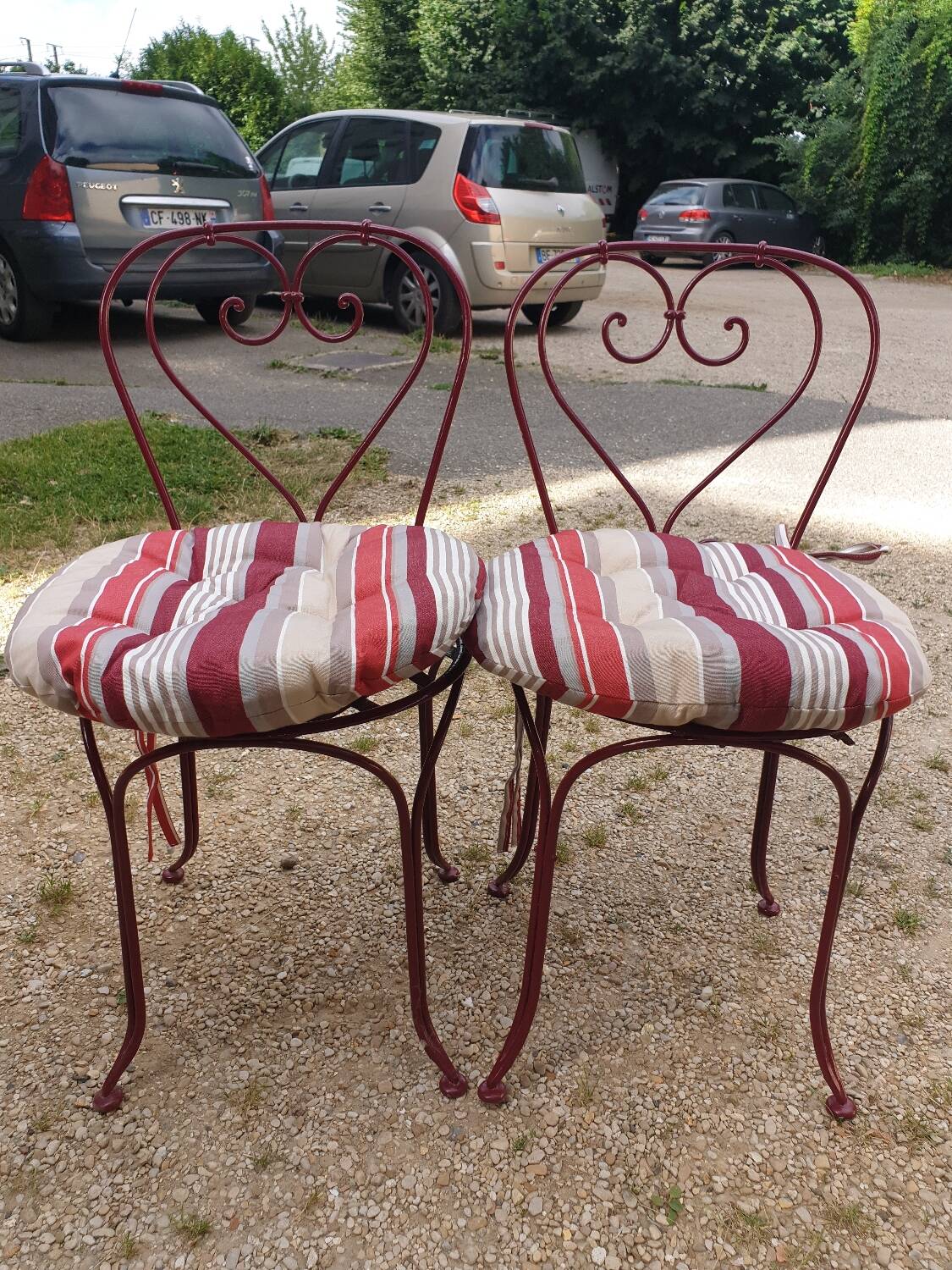 Pair of metal garden chairs
