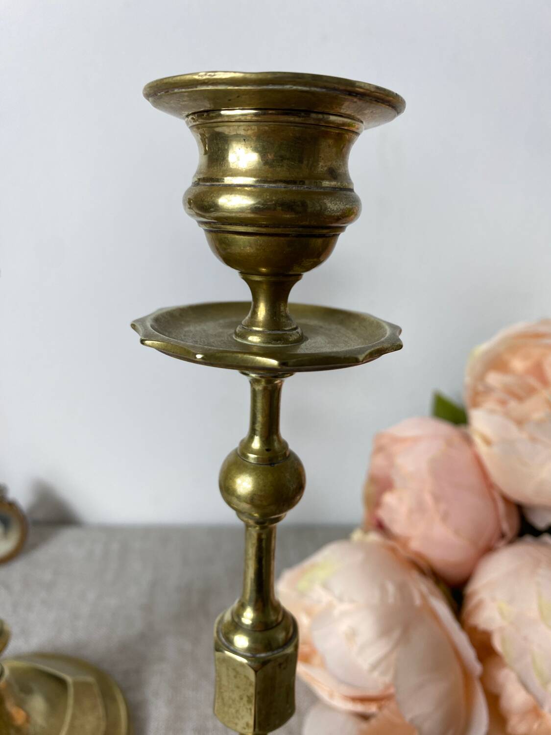 Antique brass candlesticks