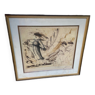 Cadre avec lithographie de Jean Marie Guiny « le matador »