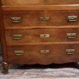 Rare Biedermeier guillotine secretary, made of walnut and marquetry.