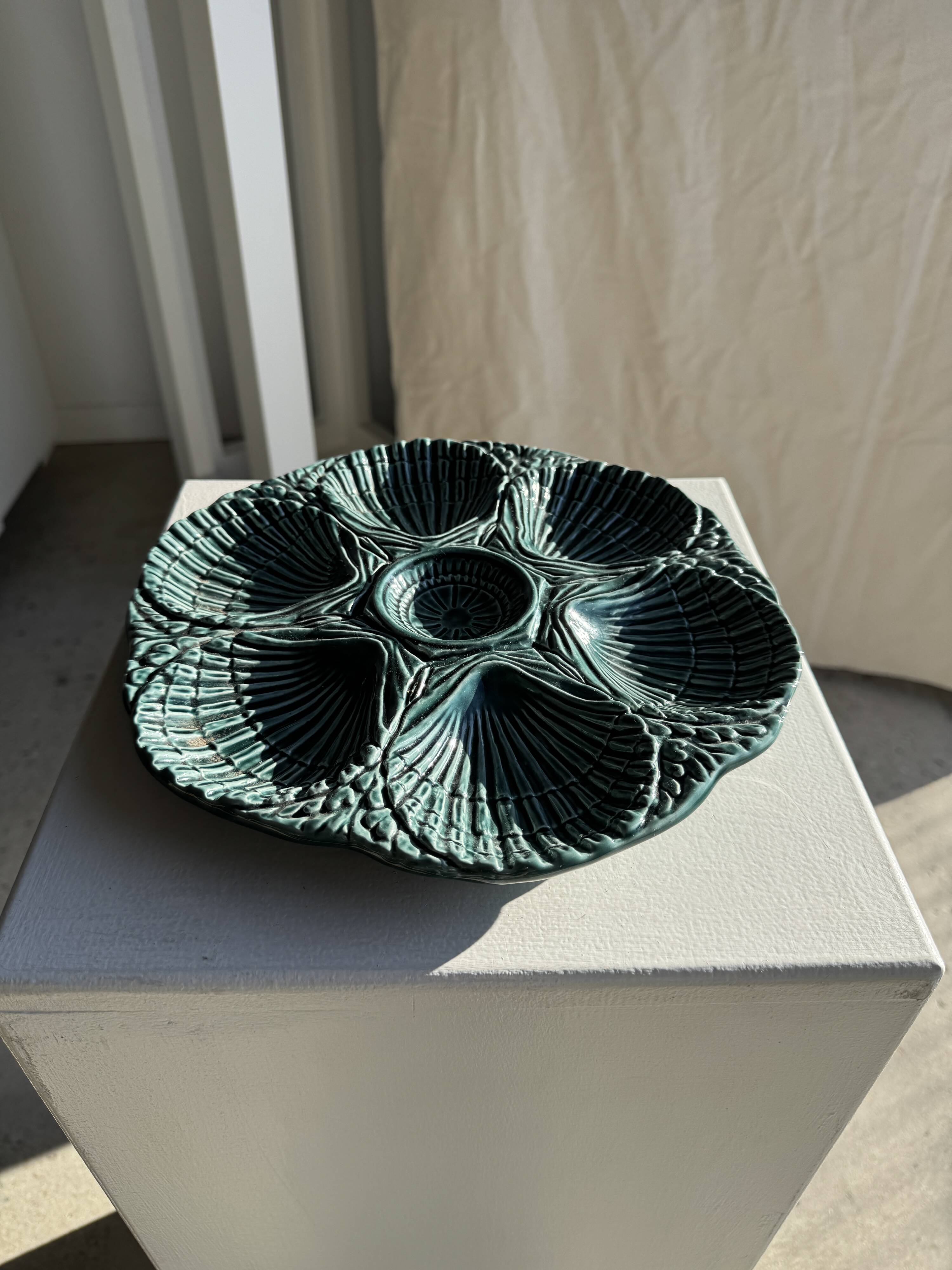 Plat à compartiment coquillages turquoise D28