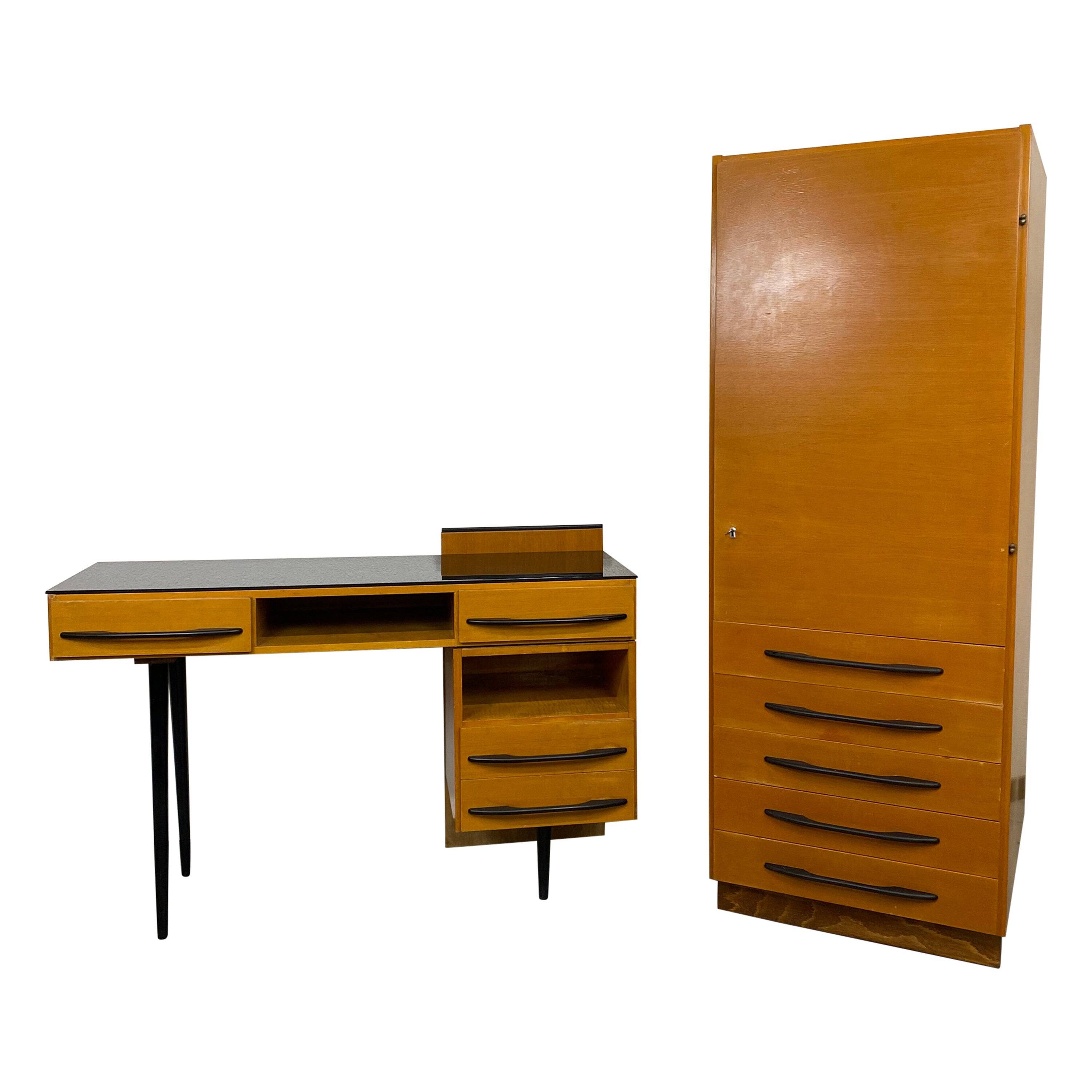 Writing desk with cabinet by Mojmír Požár for UP Závody Bučovice