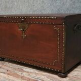 Naval officer's chest in solid mahogany-stained wood