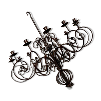 12-candle chandelier in handcrafted wrought iron