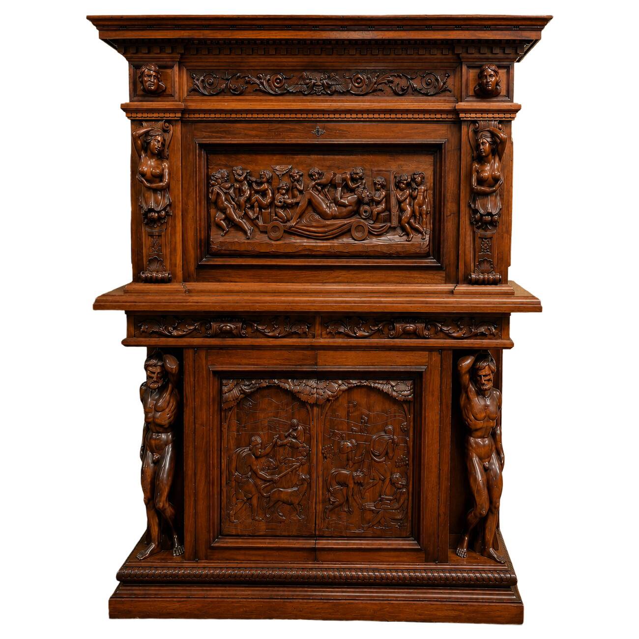 Secrétaire à abattant de style Renaissance, XIXe siècle