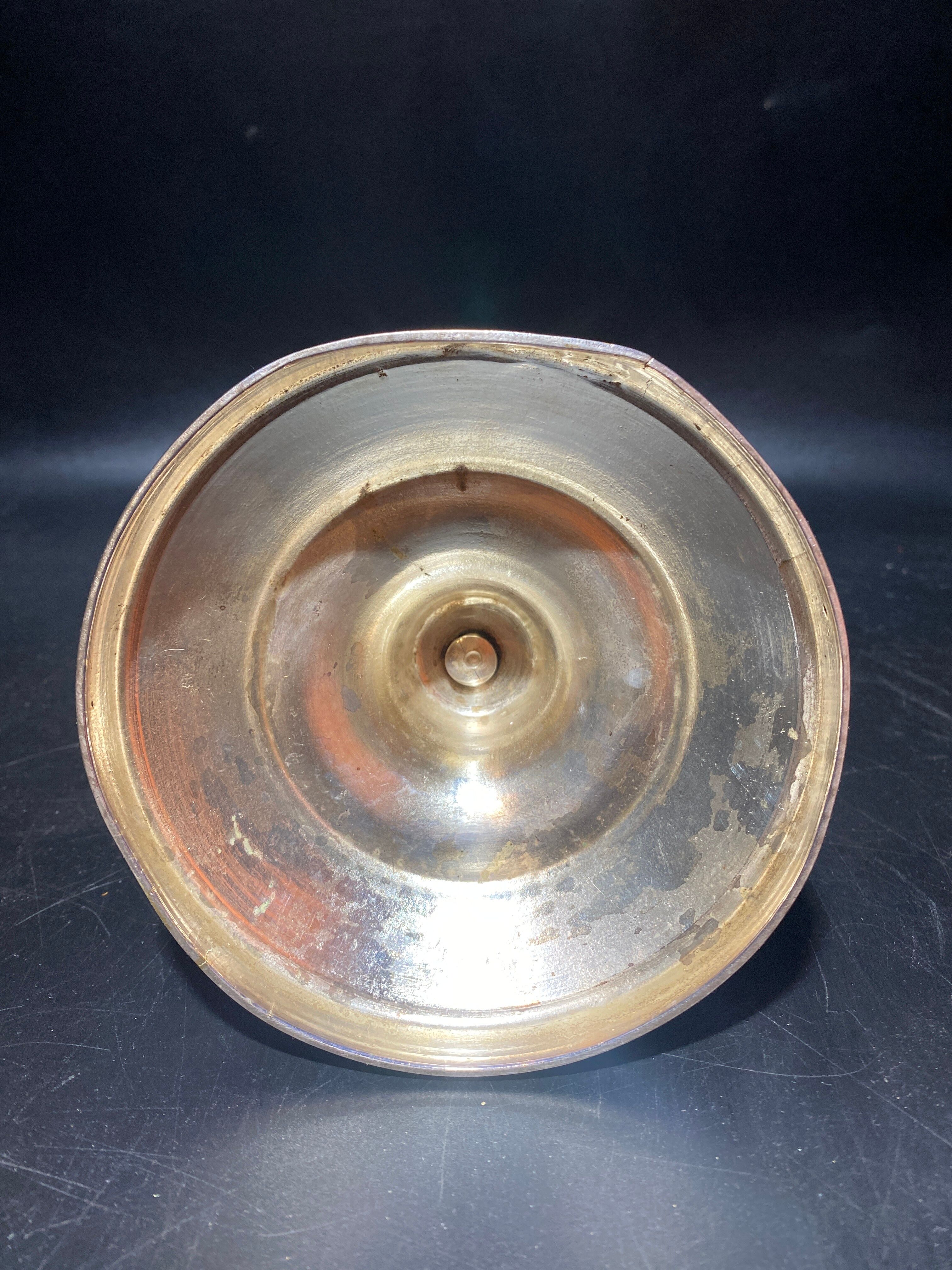 Silver metal candle holder