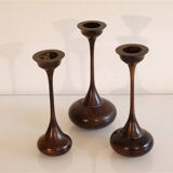 Set of vintage wooden candle holders