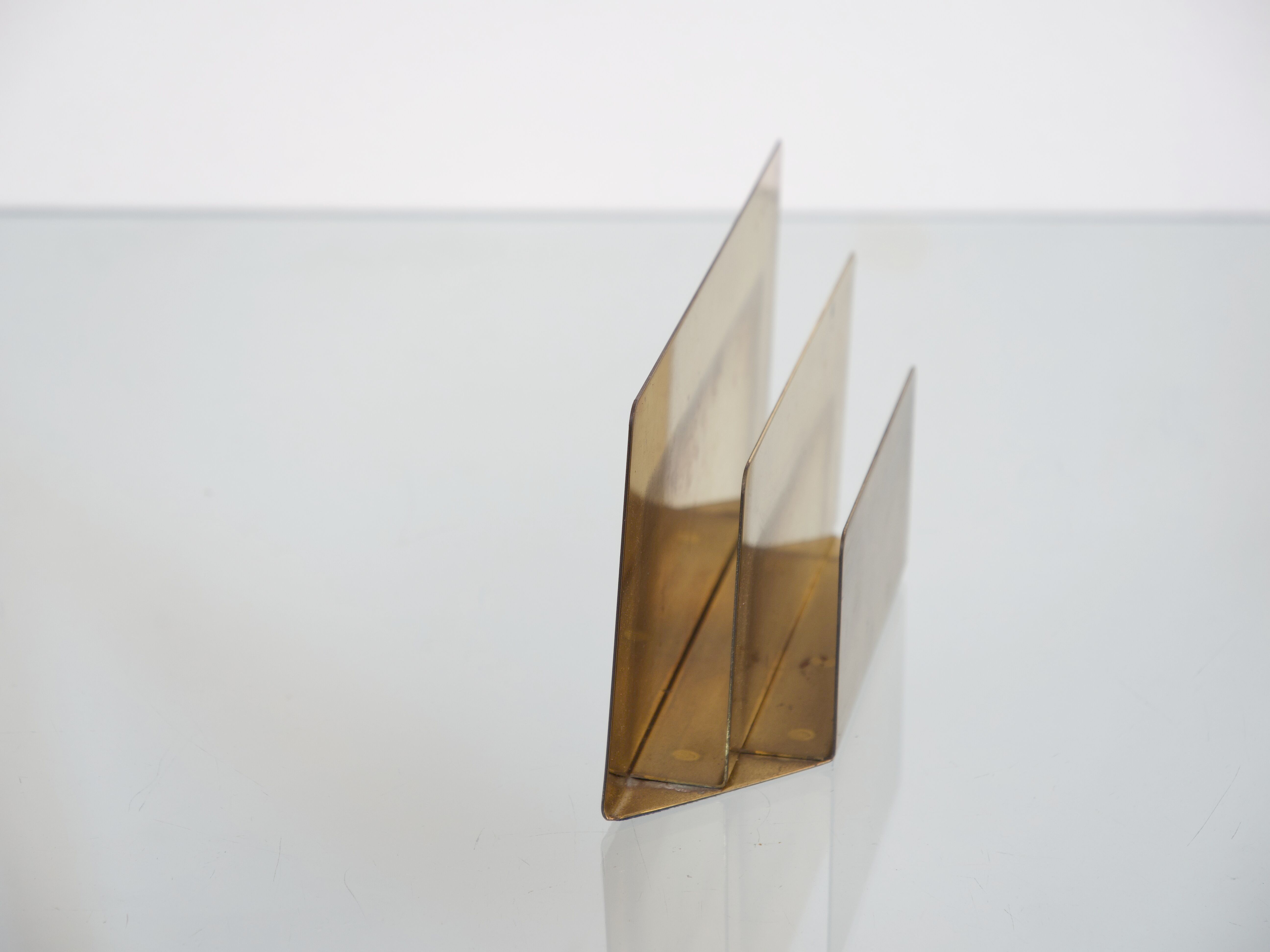 Mail Holder in Golden Brass circa 1970