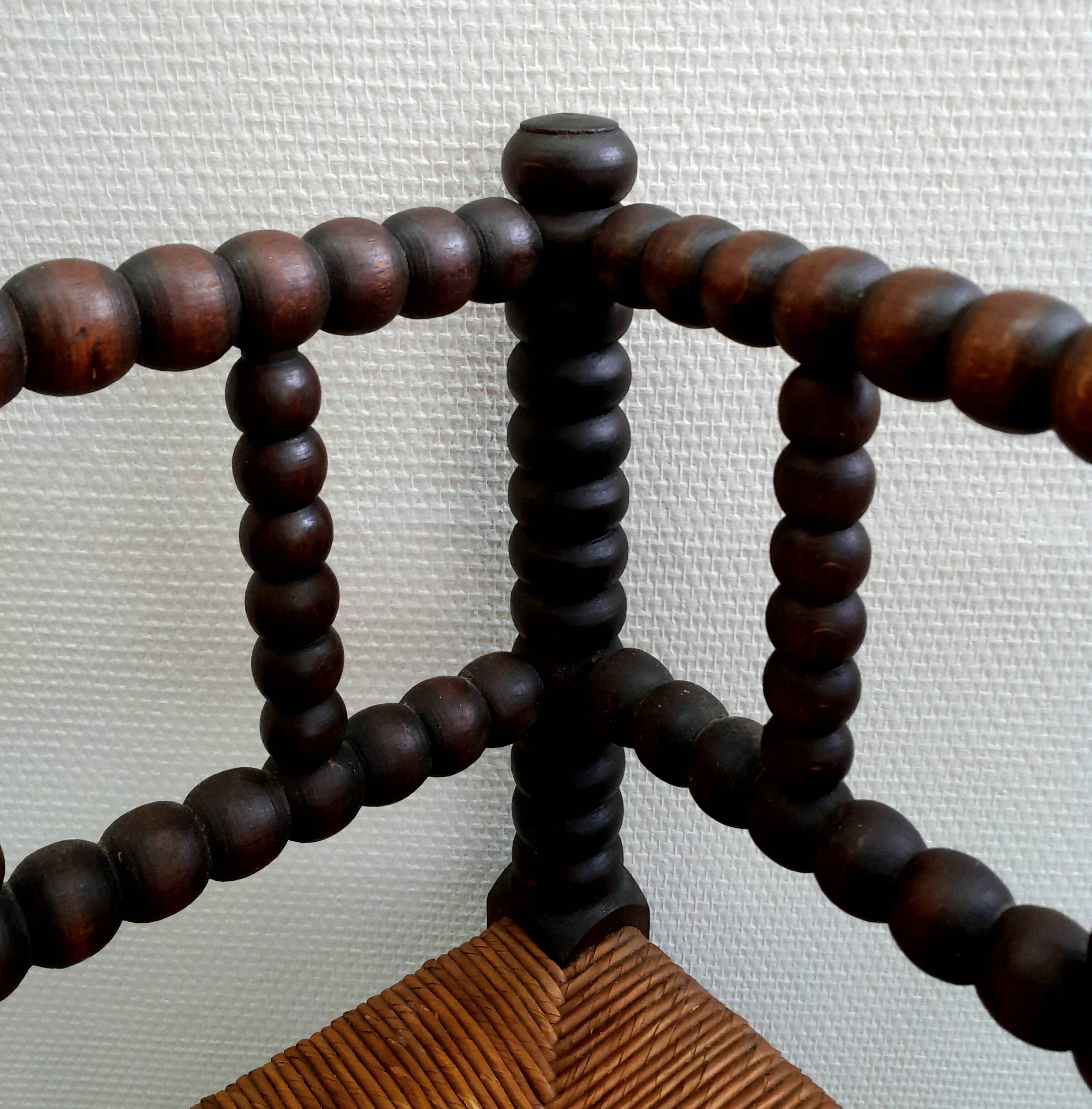 Chaise d'angle bobine en bois vers 1940