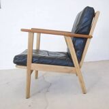 Fauteuil danois en teck et chêne du milieu du siècle, années 1950