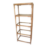 Vintage rattan and smoked glass shelf, 5 tiers.