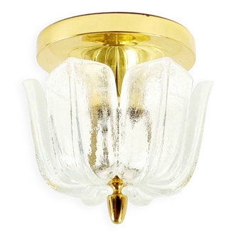 Mid-Century Modern Flower-Shaped Glass Flush Mount/Ceiling Light from Limburg, Germany, 1970s