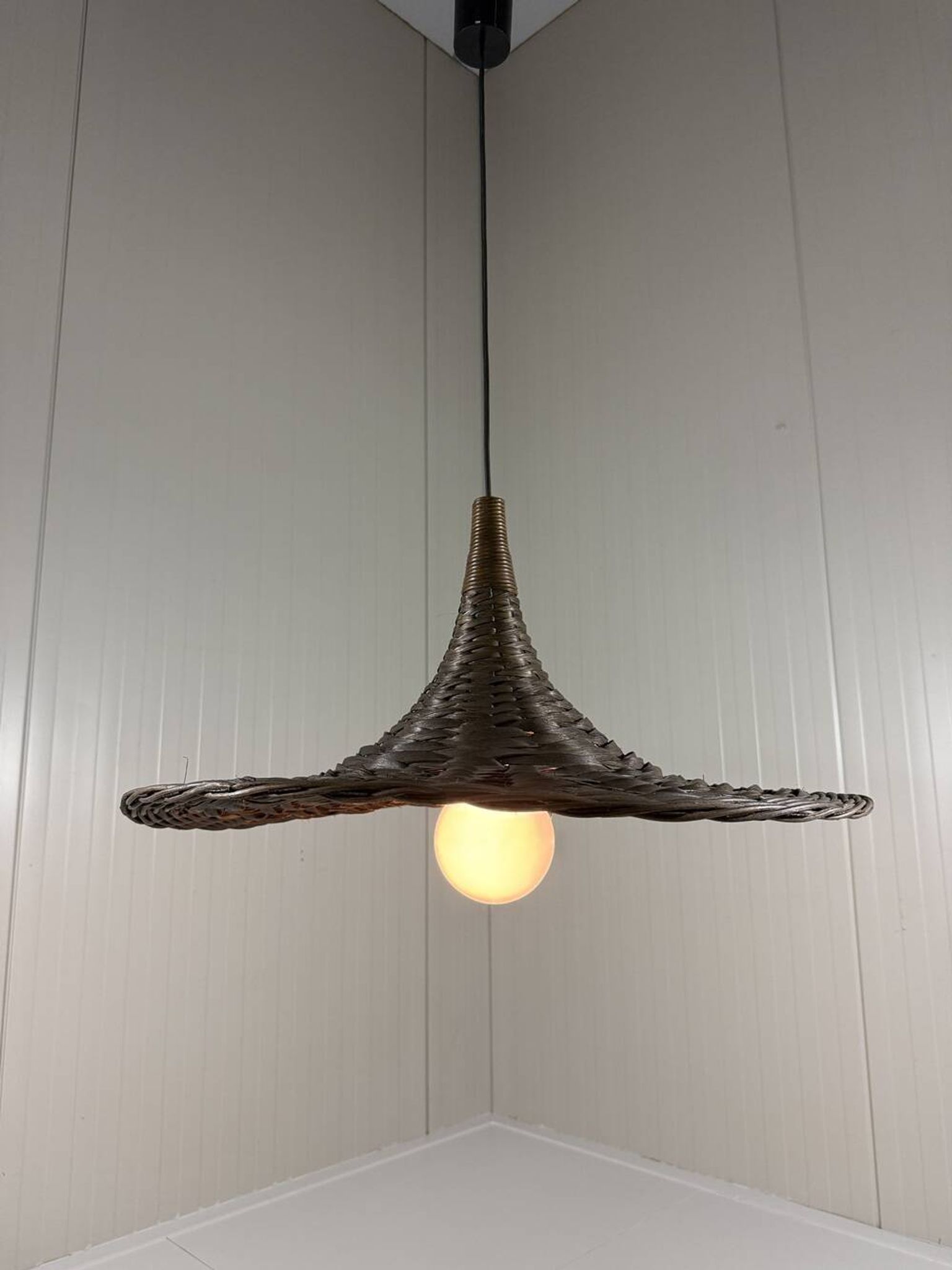 XXL rattan wicker hanging lamp 1960’s