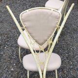 4 vintage chairs in tubular metal lacquered white yellow.