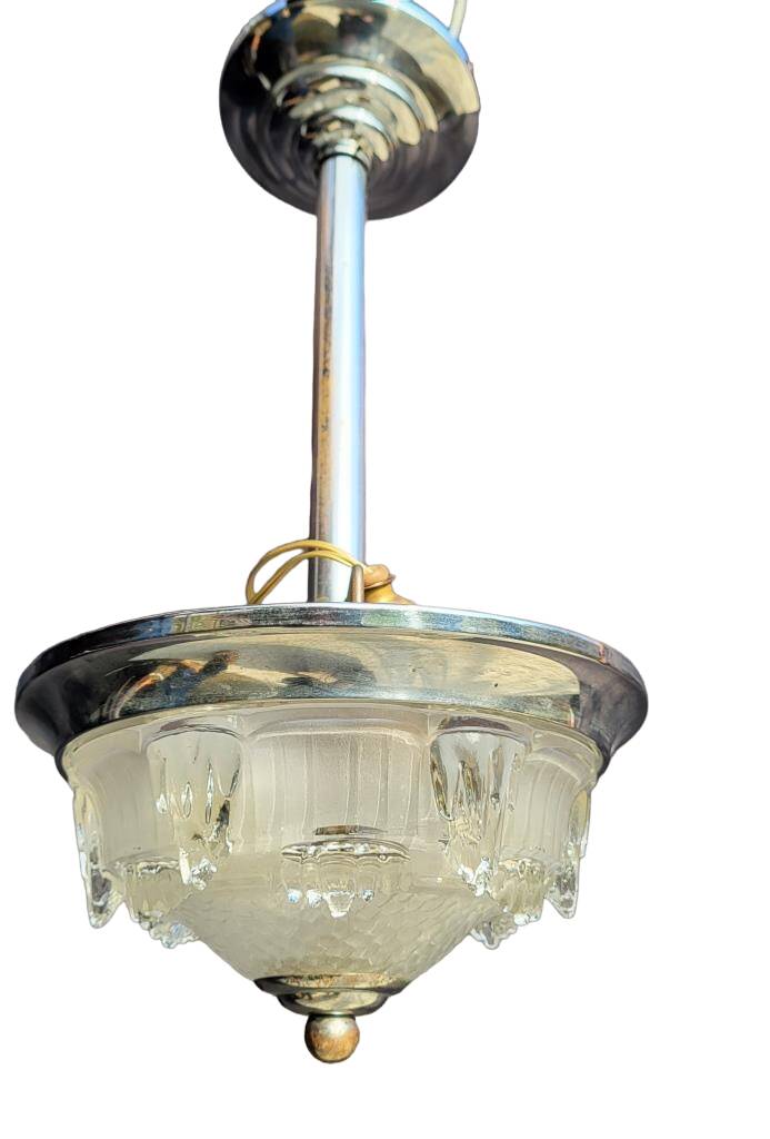 Lustre verre EZAN Art Déco 1930 - Jean Gauthier