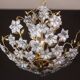 Magnifique lustre rare en verre de Murano orné de fleurs noires, années 1970