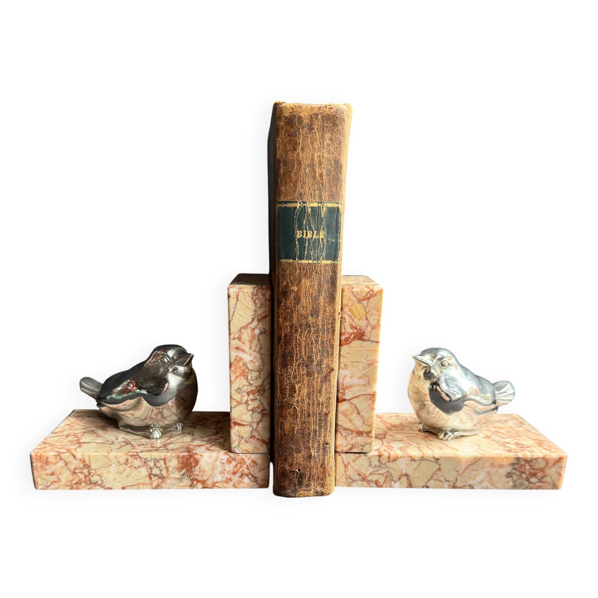 Paire de serre-livres Art déco en marbre