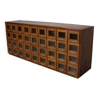 Vintage Dutch Beech Haberdashery Shop Cabinet / Vitrine, 1950s