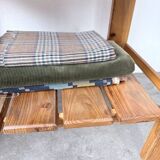 1980 pine wheeled console table