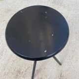Vintage round stool with adjustable screw black and red 1970
