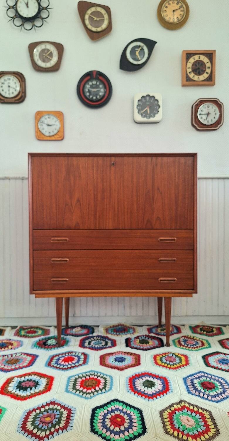 Vintage Teak Secretary Furniture, Antique Desk