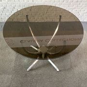 Round dining table - smoked glass & brushed aluminum base
