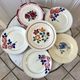Set of 6 flat plates mismatched Digoin Sarreguemines, Terre de Fer and HBCF 30s