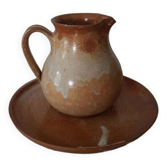 Stoneware pitcher and dish 1980