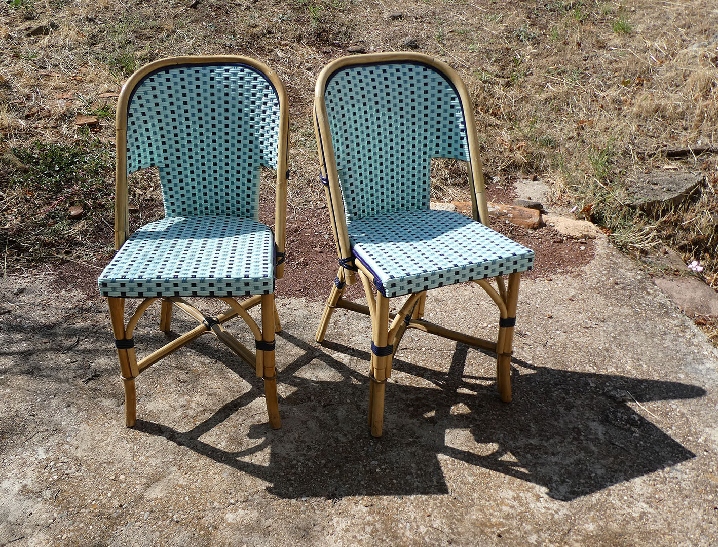 Pair of chairs bistro paris terrace in rattan and caning