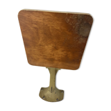 Old folding train table or wooden strapontin 1920 metal base