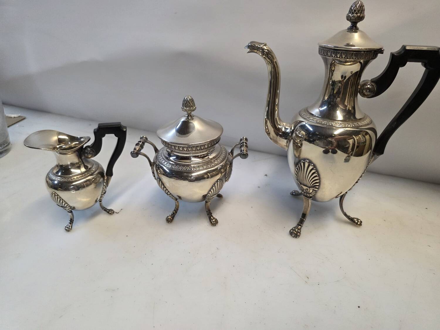 Service a thé/café en métal argenté style empire
