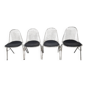 4 metal mesh chairs
