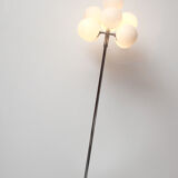 1970s floor lamp in chromed metal and opaline