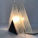 Lampe en métal et verre triangulaire design années 60