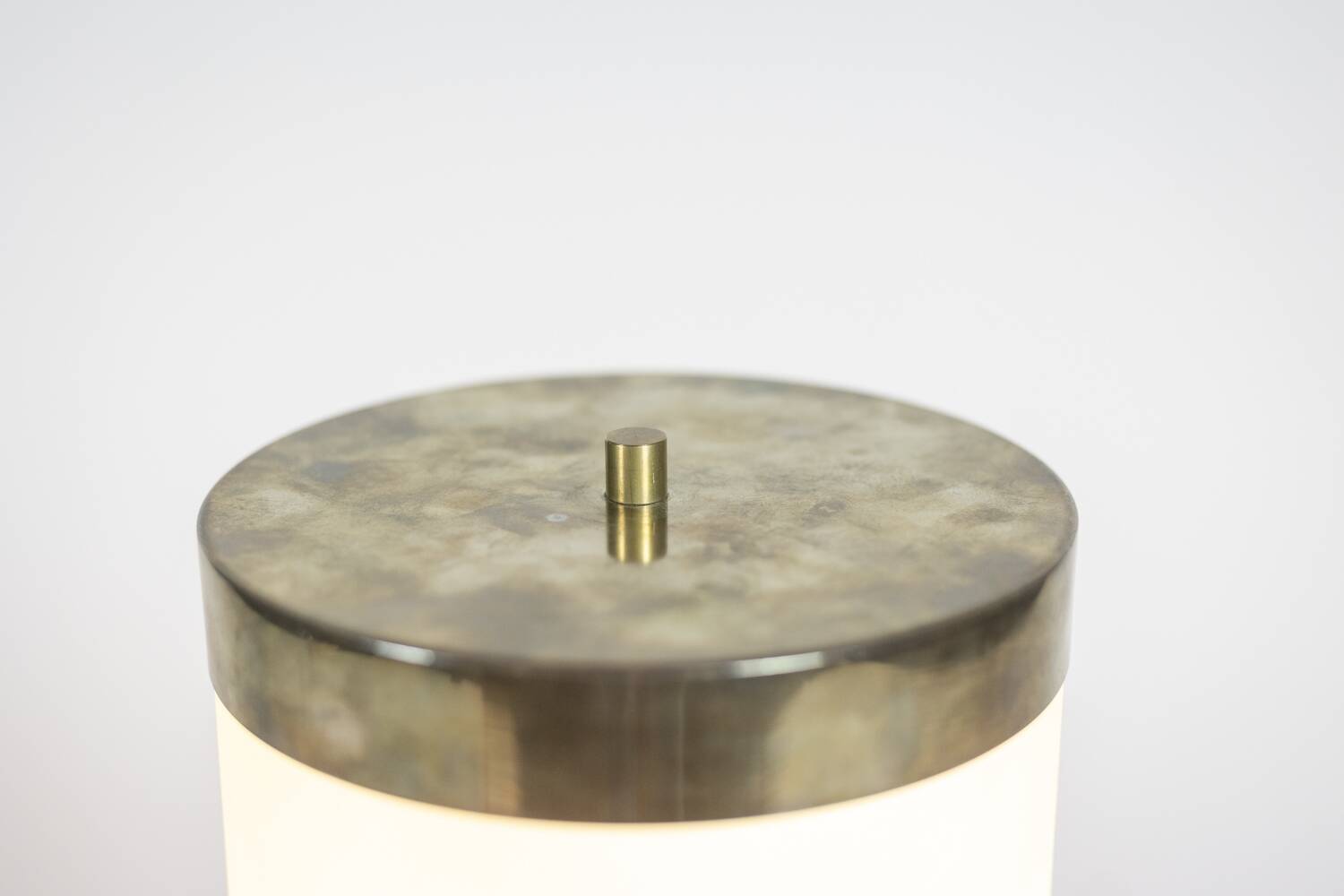 Lamp in white opaline and golden brass, 1970s