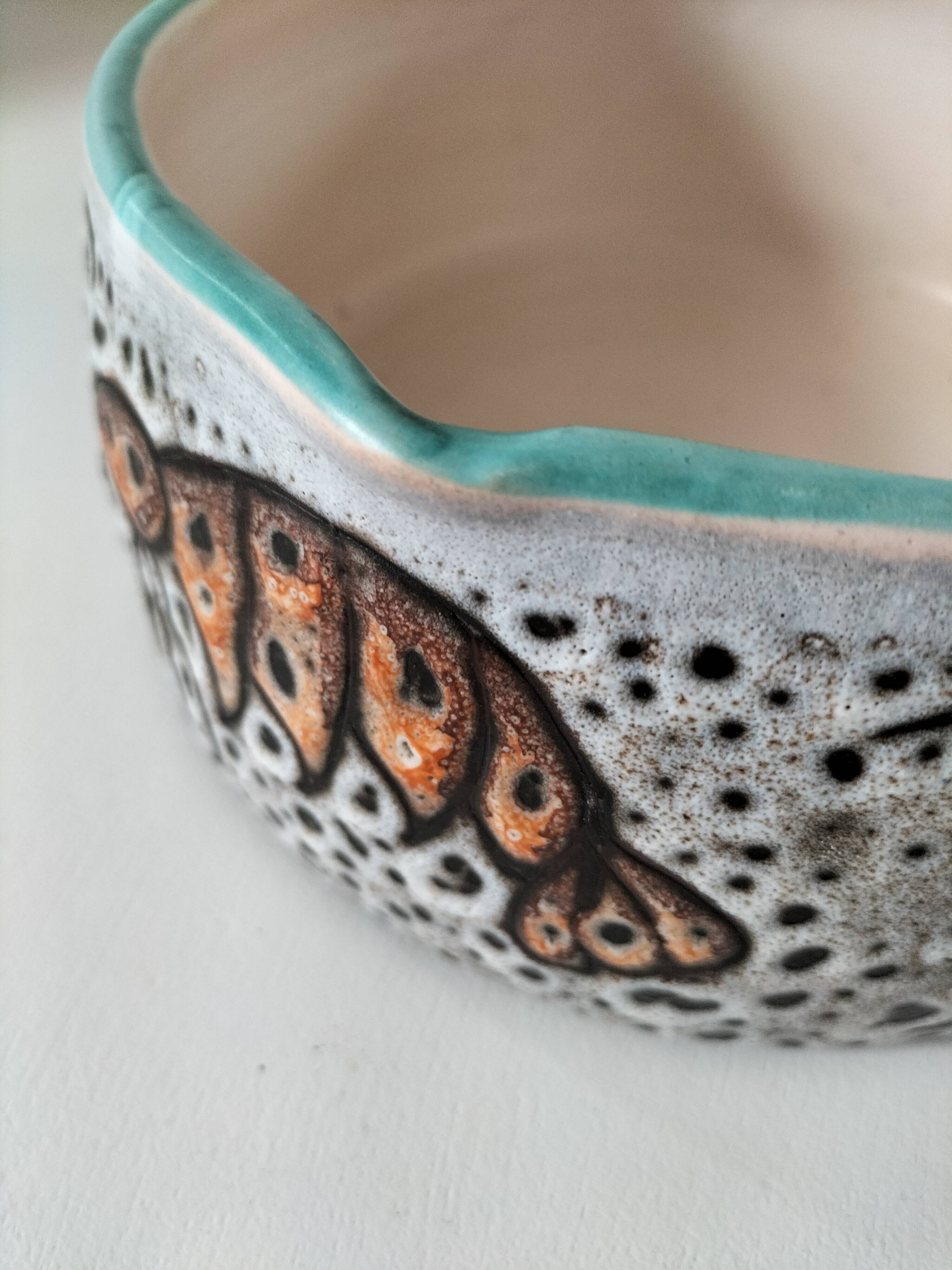 Italian ceramic dish with marine relief decoration from San Marino, 1960s-70s