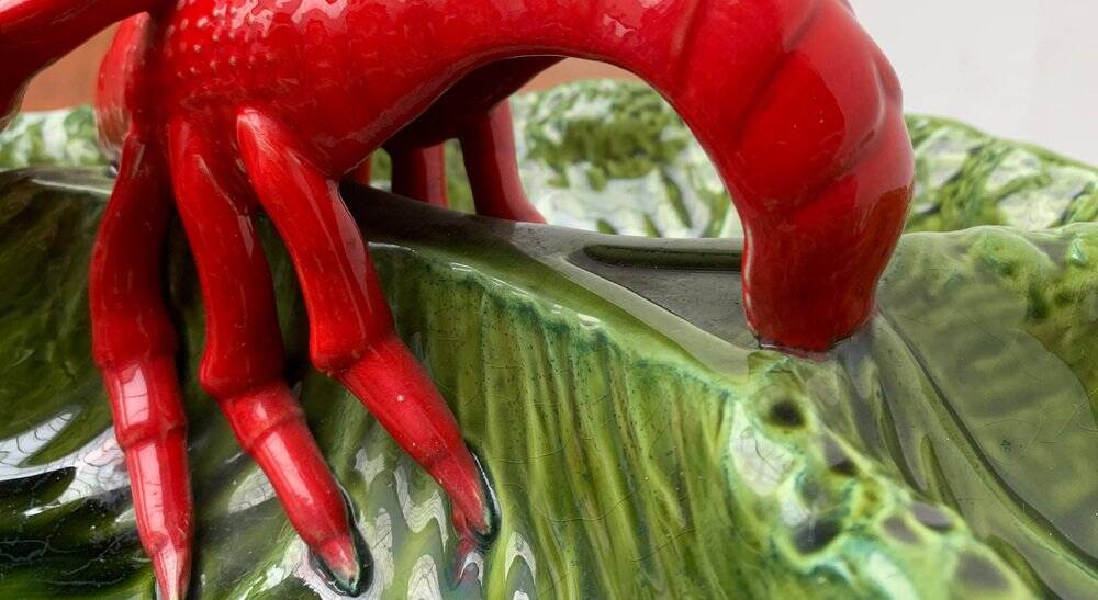 Vintage Italian lobster-shaped pottery sculpture.