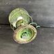 Antique patinated green metal lamp, Art Nouveau style, early 20th century.