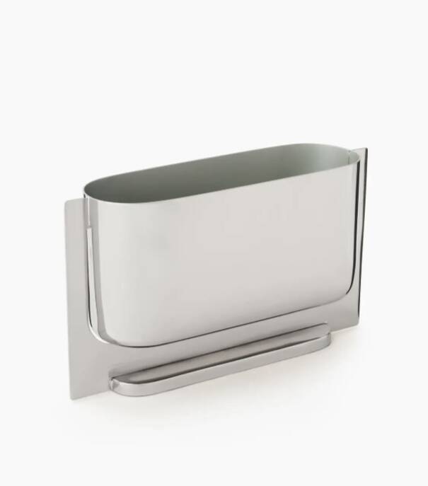 Horizontal vase in silver chrome metal by Jean-Baptiste Fastrez