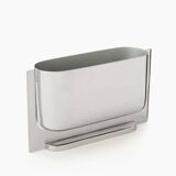 Horizontal vase in silver chrome metal by Jean-Baptiste Fastrez