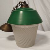 Vintage sandblasted glass pendant light
