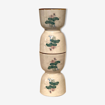 Lot de 4 tasse en grès vintage avec motifs fleurs